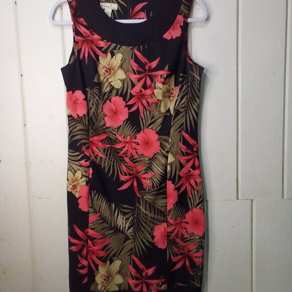 Kim Rogers Dress Women S Sleeveless Classic Career Floral Black Red Green - Picture 2 of 14